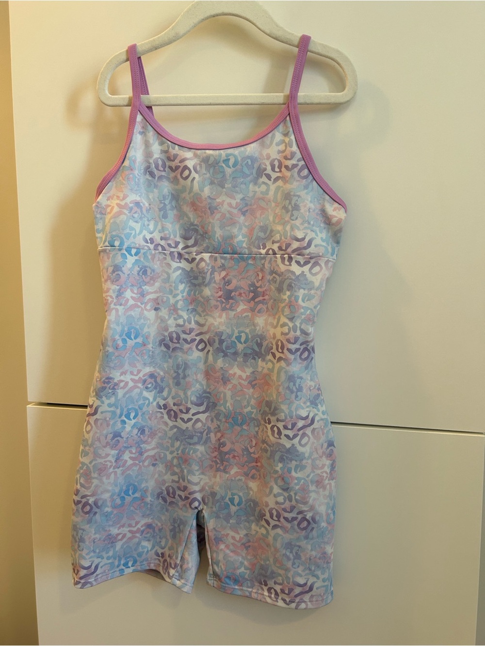 Lavender Tank Dance Gymnastics Leotard/ Biketard with Pink Accents - L (10/12)